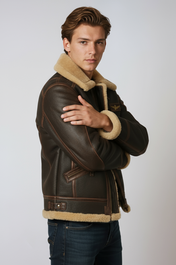 Heren Bomberjack | Winter Leren met Bontkraag - Glamorix