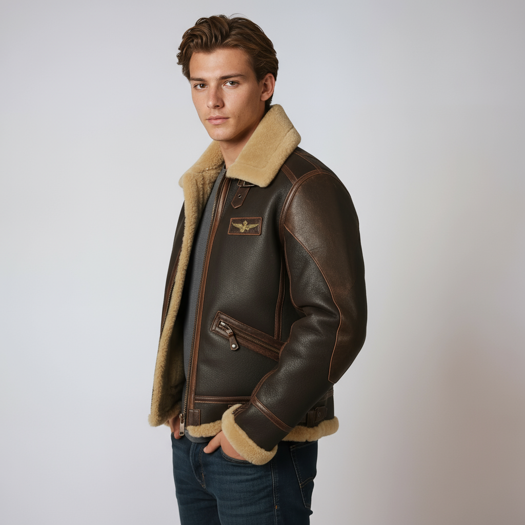 Tom - Pilotenjas Heren | Bontvoering & Ritsluiting - Glamorix