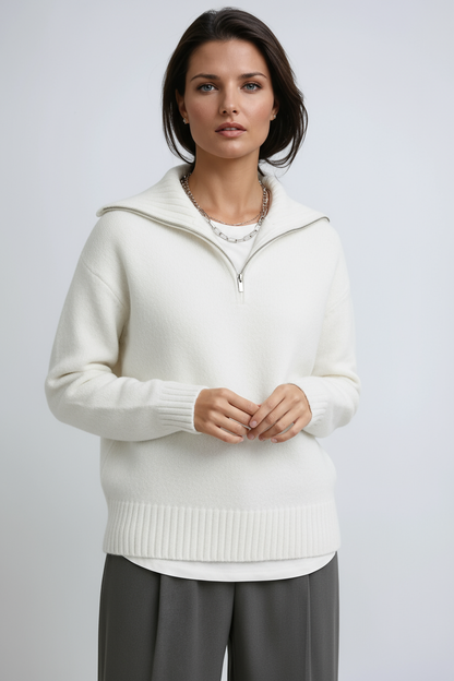 Tijdloze warmte met moderne flair deze gebreide trui voor dames met half-zip biedt comfort en stijl – NOVAWEAR - Glamorix