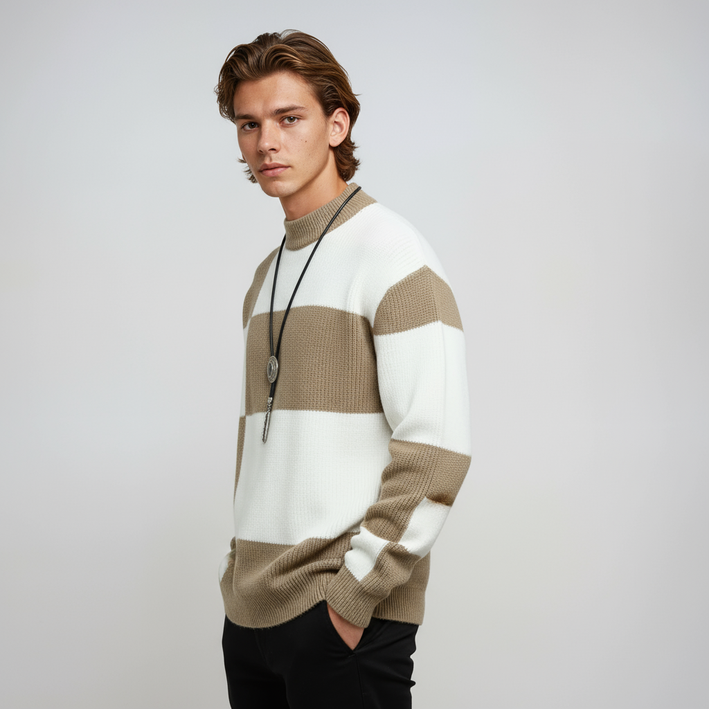 MILAN – Heren trui met blokpatroon en moderne pasvorm - Glamorix