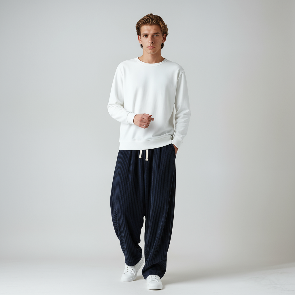 STEVE – Wijde corduroy herenbroek met trekkoord en relaxed fit - Glamorix