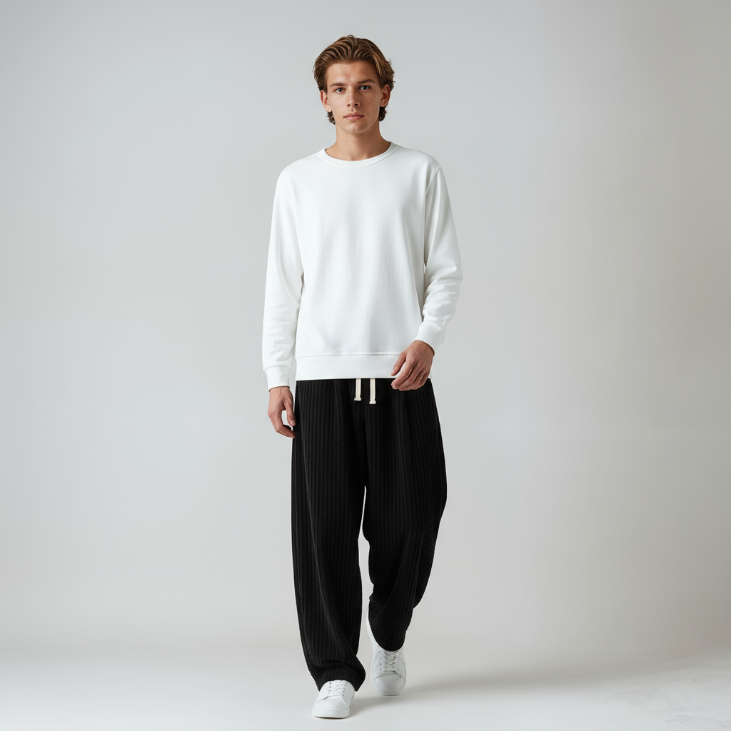 STEVE – Wijde corduroy herenbroek met trekkoord en relaxed fit - Glamorix