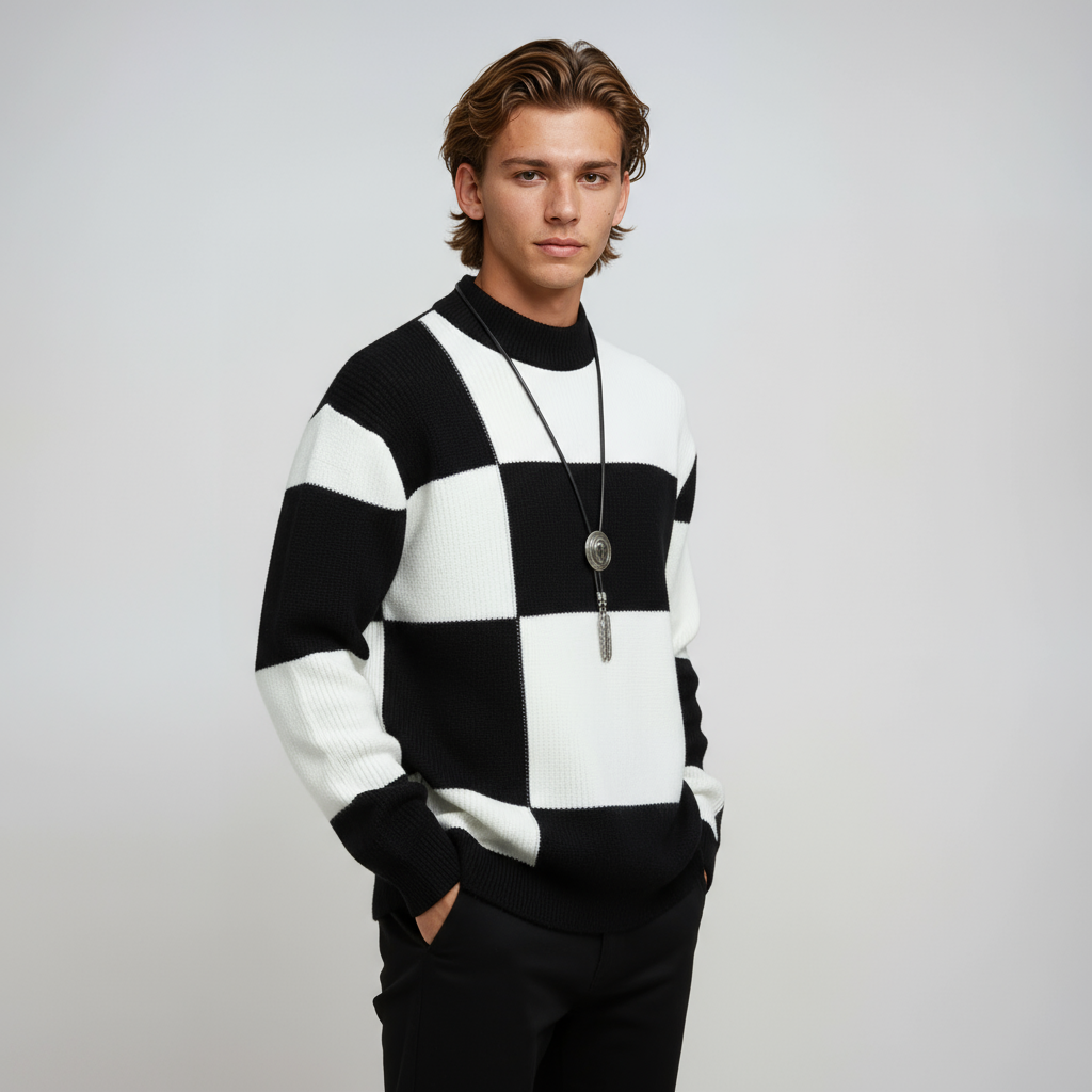 MILAN – Heren trui met blokpatroon en moderne pasvorm - Glamorix