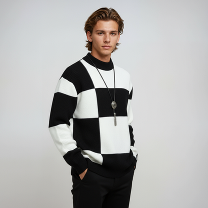 MILAN – Heren trui met blokpatroon en moderne pasvorm - Glamorix