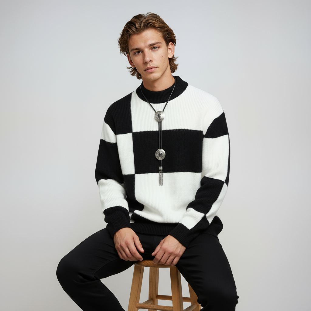 MILAN – Heren trui met blokpatroon en moderne pasvorm - Glamorix