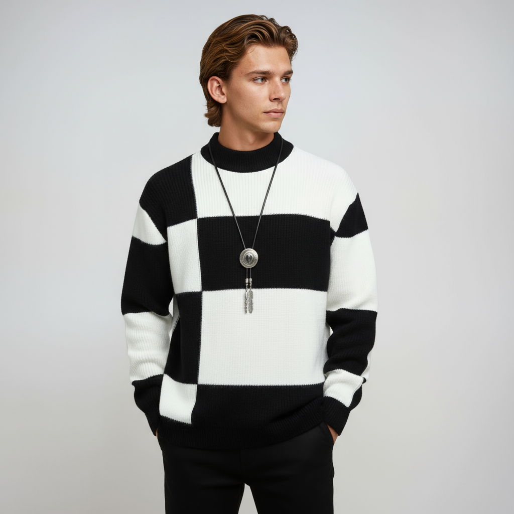 MILAN – Heren trui met blokpatroon en moderne pasvorm - Glamorix