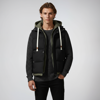 LIAM – Gewatteerde heren bodywarmer met capuchon - Glamorix