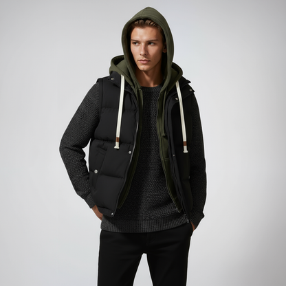 LIAM – Gewatteerde heren bodywarmer met capuchon - Glamorix