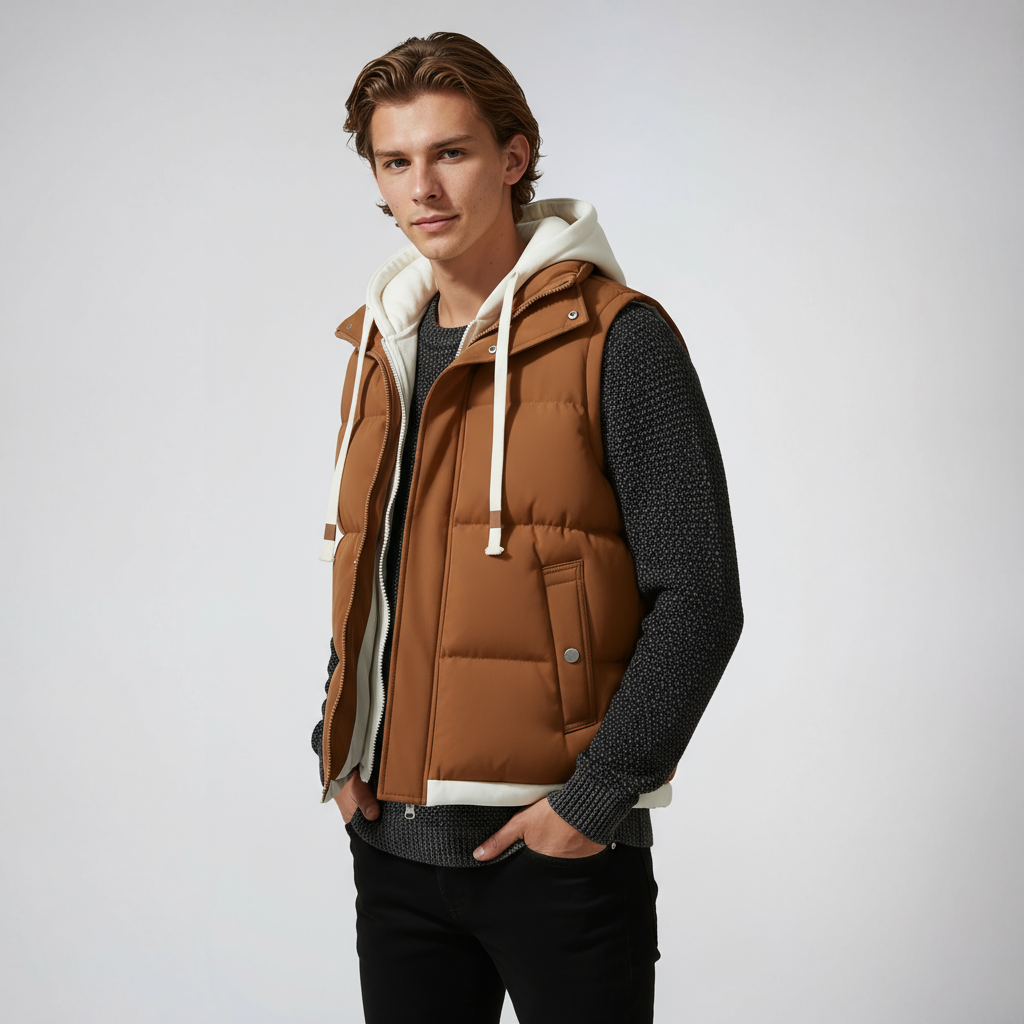 LIAM – Gewatteerde heren bodywarmer met capuchon - Glamorix