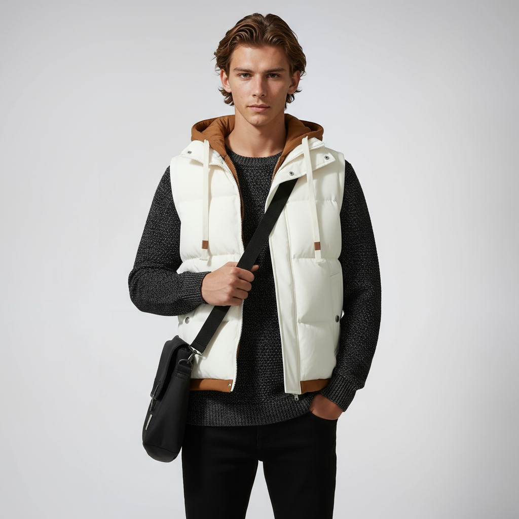 LIAM – Gewatteerde heren bodywarmer met capuchon - Glamorix