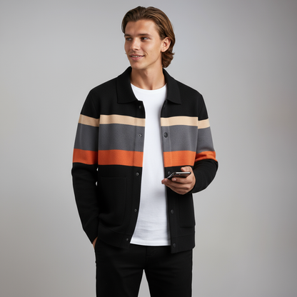 JULIEN – Heren vest met gekleurde strepen en knoopsluiting - Glamorix