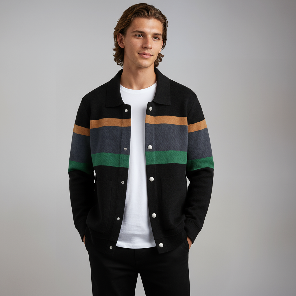 JULIEN – Heren vest met gekleurde strepen en knoopsluiting - Glamorix