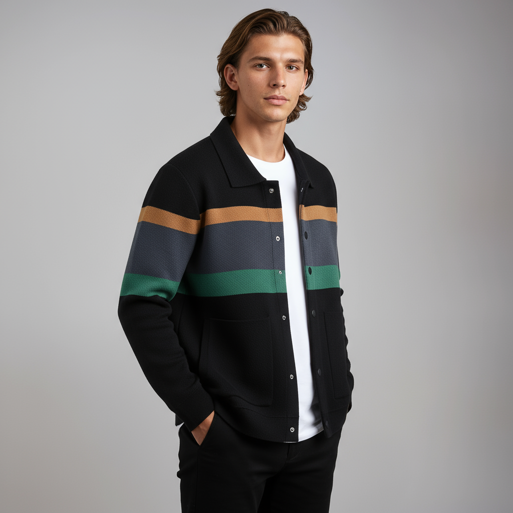 JULIEN – Heren vest met gekleurde strepen en knoopsluiting - Glamorix