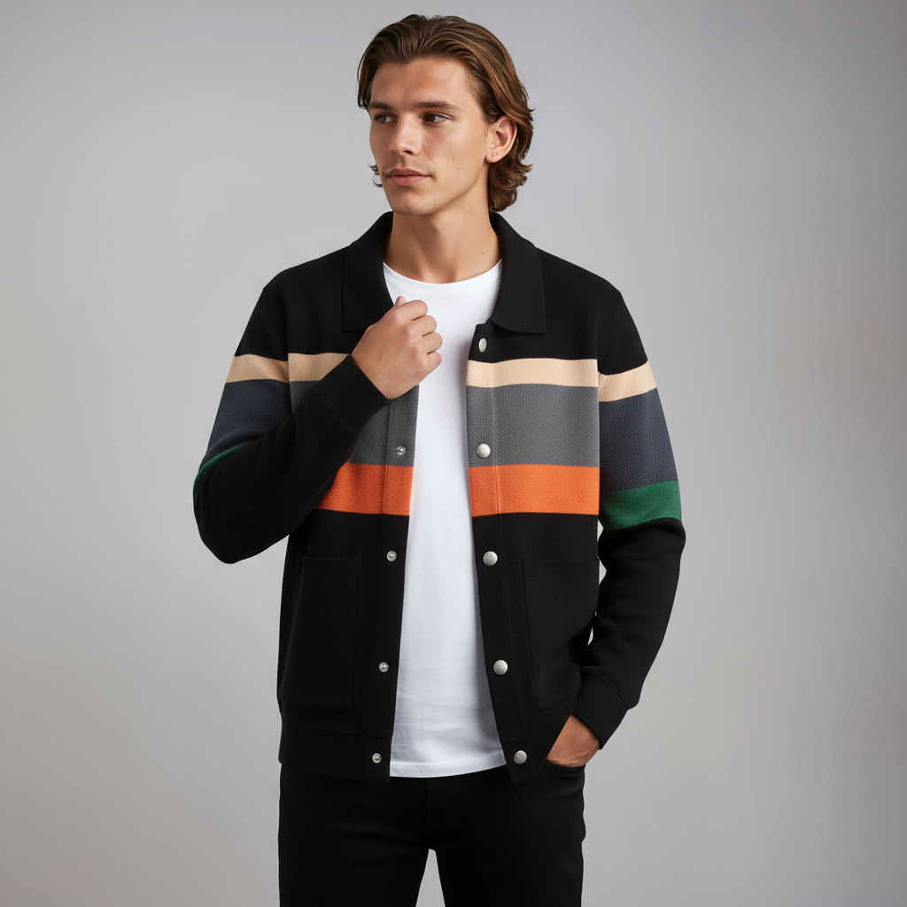 JULIEN – Heren vest met gekleurde strepen en knoopsluiting - Glamorix