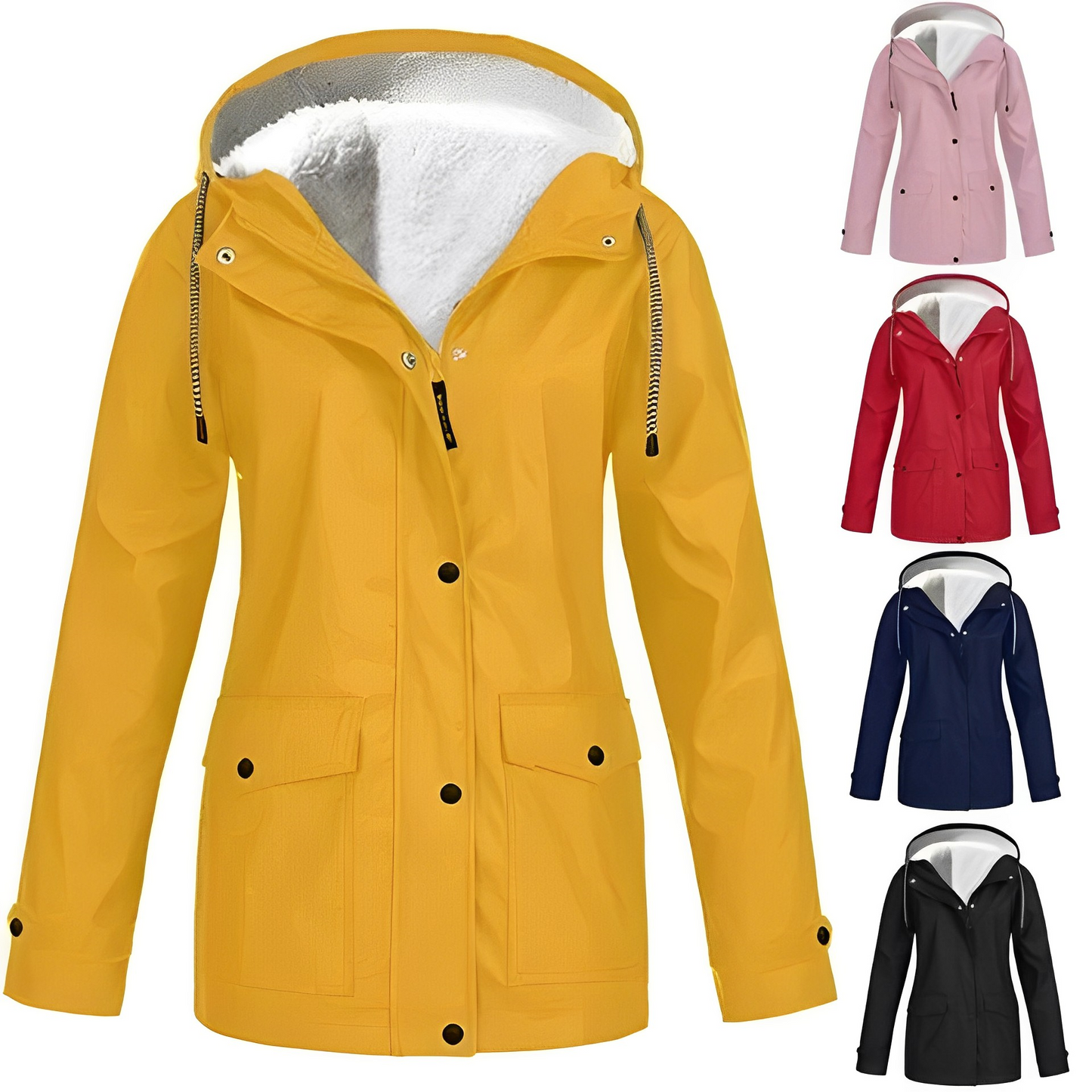 Regenjas met fleecevoering voor dames, duurzame polyesterstof biedt comfort en warmte, waterafstotend – NEOVARA - Glamorix
