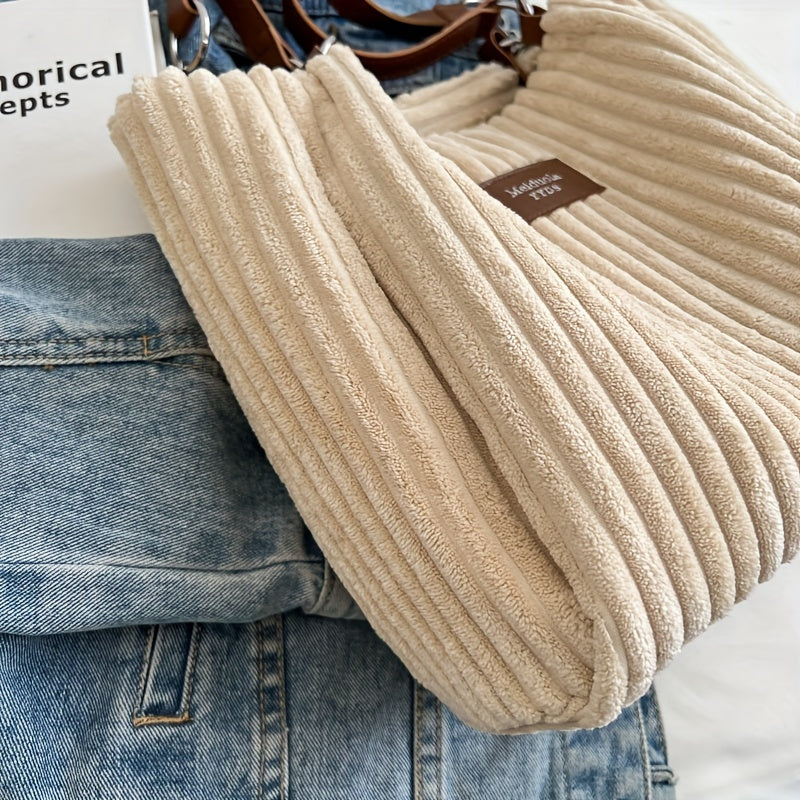 Trendy corduroy schoudertas met kettingriem – VelvetCordia - Glamorix