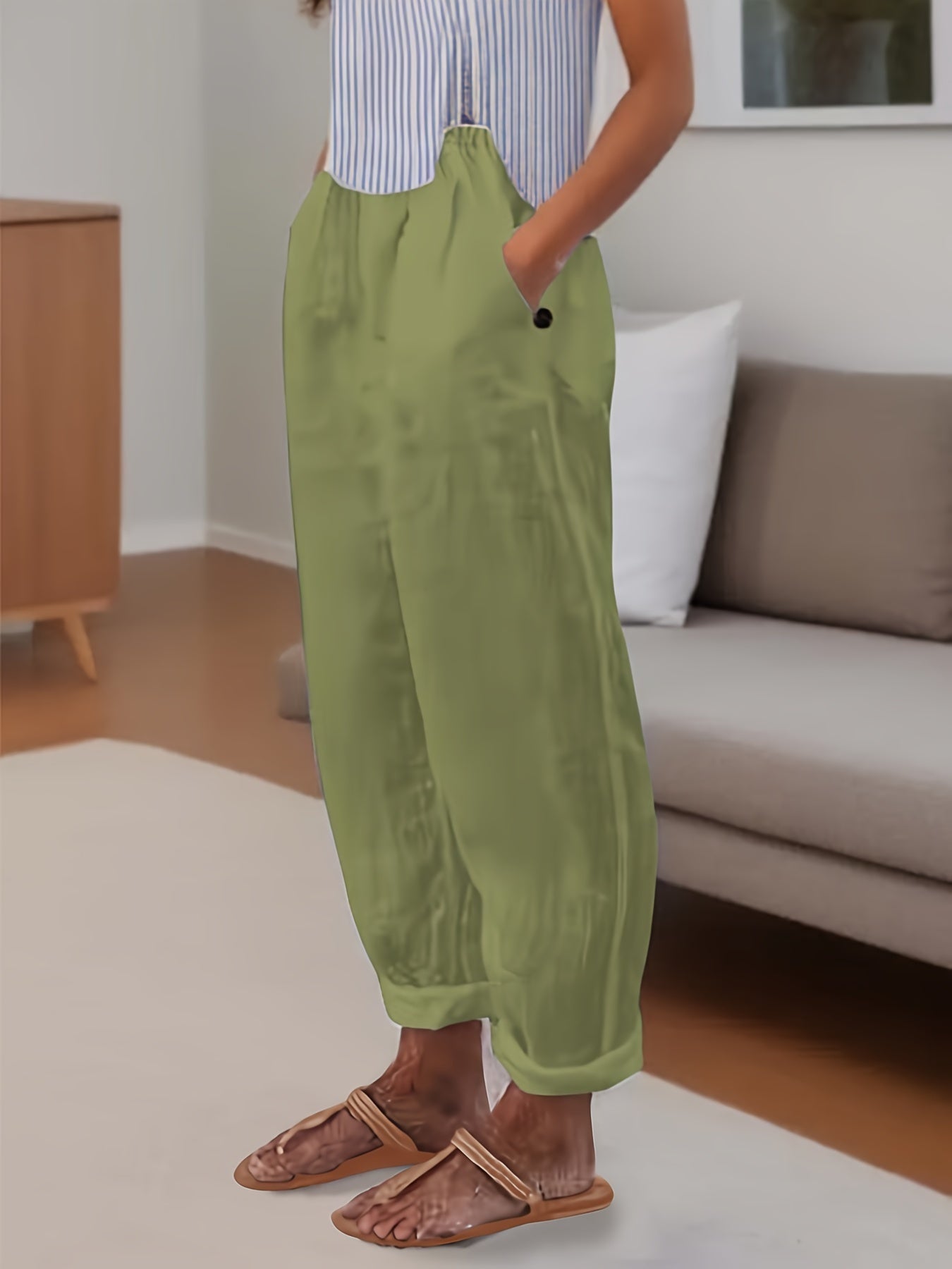 Relaxed fit damesbroek met hoge taille en omslagzoom – VARELIA TAILOR - Glamorix