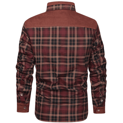 HARRIS - Herenjas met rustieke geruite knoopsluiting en corduroy accenten