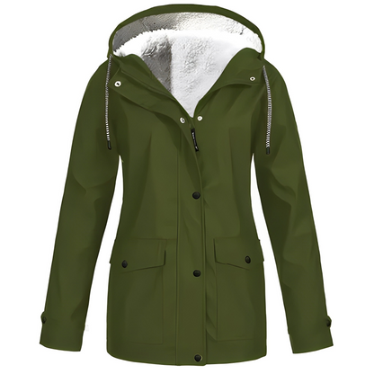 Regenjas met fleecevoering voor dames, duurzame polyesterstof biedt comfort en warmte, waterafstotend – NEOVARA - Glamorix