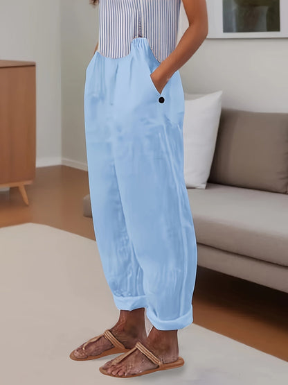 Relaxed fit damesbroek met hoge taille en omslagzoom – VARELIA TAILOR - Glamorix