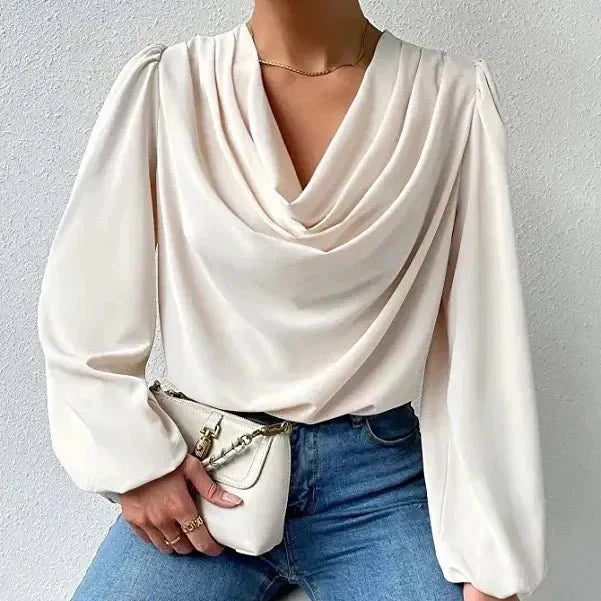 LAYLA - Gedrapeerde blouse met lange mouwen voor dames
