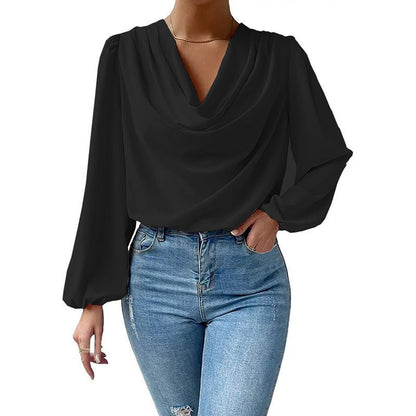 LAYLA - Gedrapeerde blouse met lange mouwen voor dames