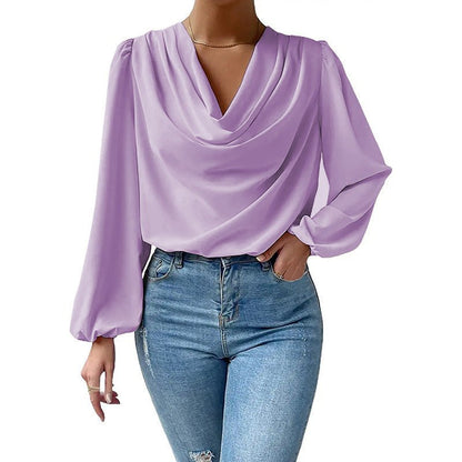 LAYLA - Gedrapeerde blouse met lange mouwen voor dames
