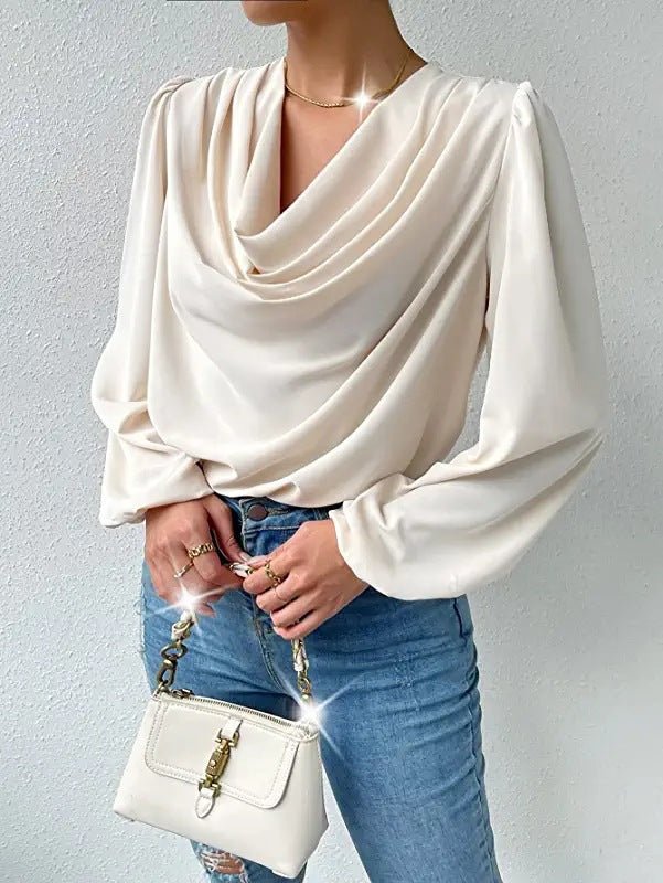 LAYLA - Gedrapeerde blouse met lange mouwen voor dames
