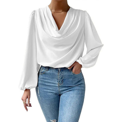 LAYLA - Gedrapeerde blouse met lange mouwen voor dames