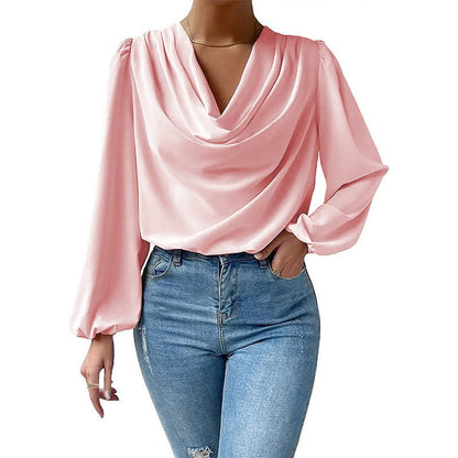 LAYLA - Gedrapeerde blouse met lange mouwen voor dames