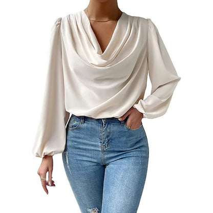 LAYLA - Gedrapeerde blouse met lange mouwen voor dames