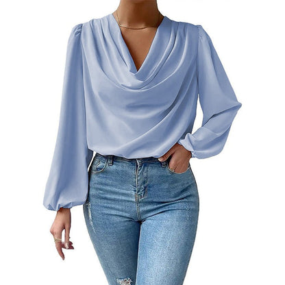 LAYLA - Gedrapeerde blouse met lange mouwen voor dames