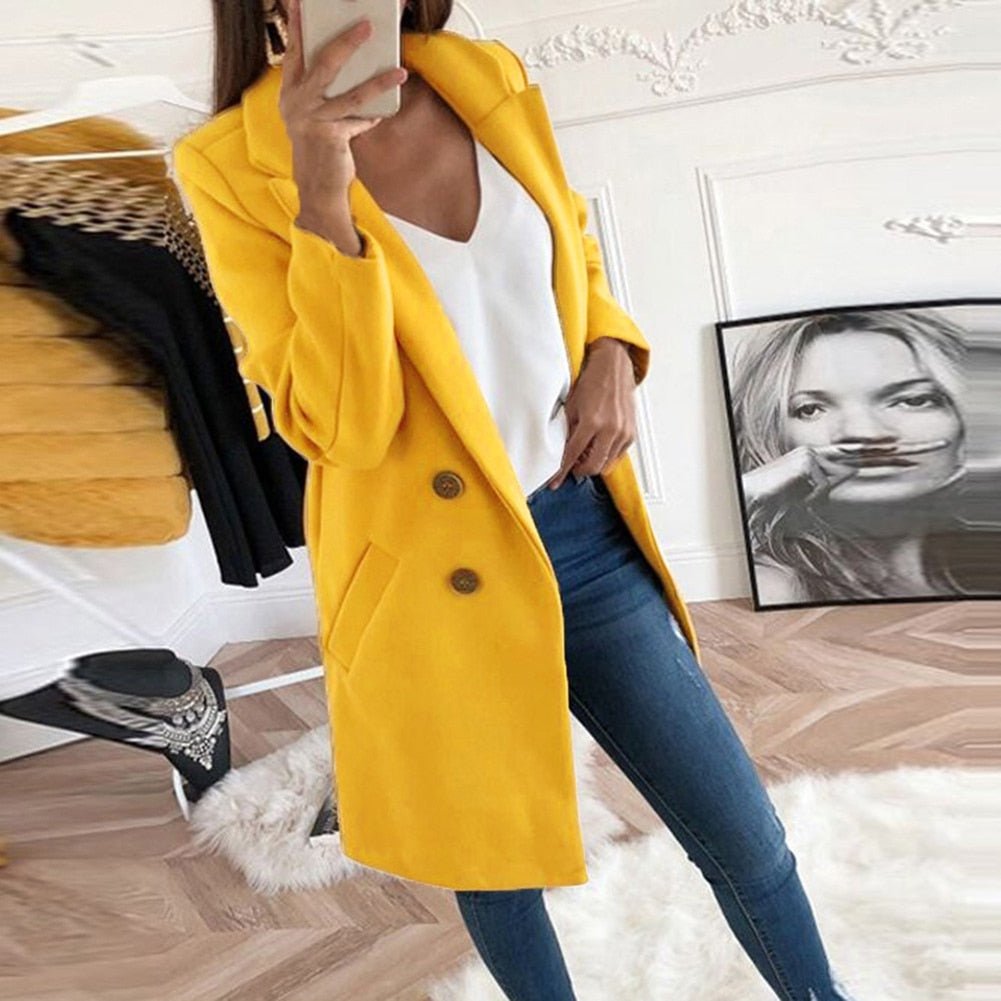 CAMILLE - Dubbel-geknoopte lange blazer voor een elegante uitstraling