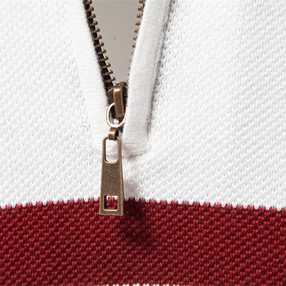 NIKO – Herenpullover met colorblock en kwart ritssluiting