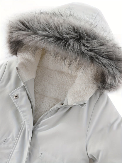 Jezen - Gewatteerde Winterparka met Imitatiebont voor Meisjes