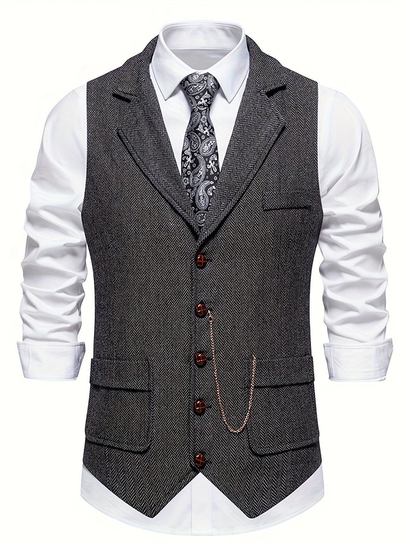 Stijlvol heren gilet met visgraatmotief – HARTLEY VEST - Glamorix