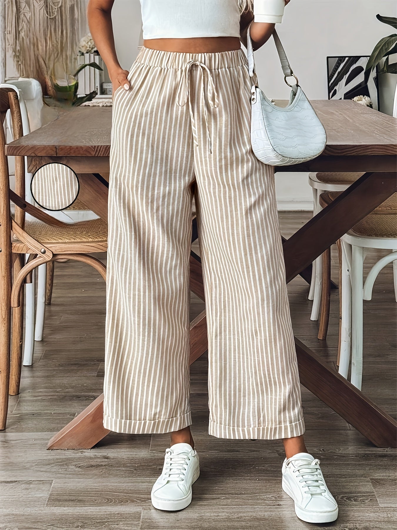Stijlvolle gestreepte damesbroek met elastische tailleband – NOVA STRIPE