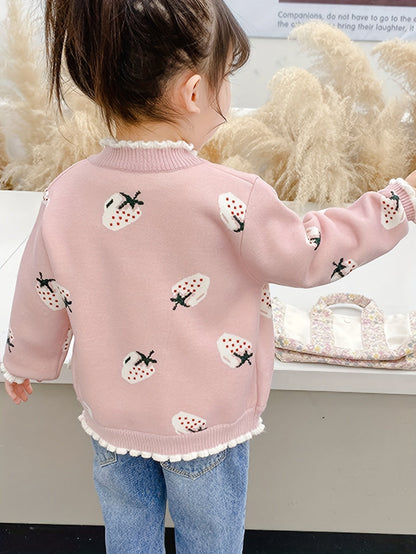 LILA - Schattig vest met aardbeiendessin voor meisjes