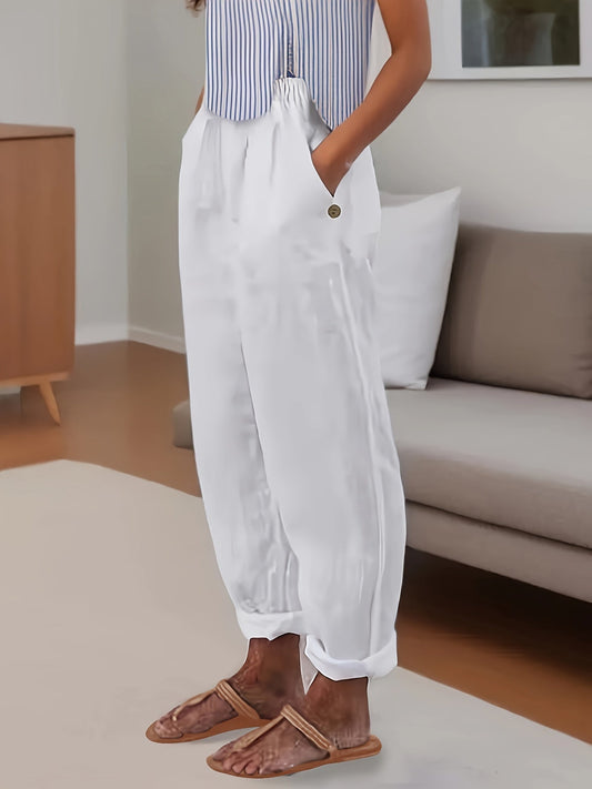 Relaxed fit damesbroek met hoge taille en omslagzoom – VARELIA TAILOR - Glamorix