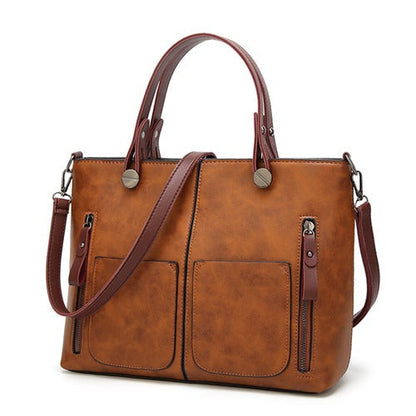 Leren schoudertas met vintage stijl voor dames – LUX - Glamorix