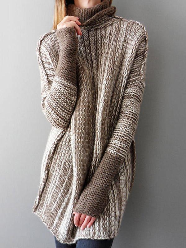 COZYCROWN - Gebreide Pullover met Hoge Kraag voor een Comfortabele en Moderne Look