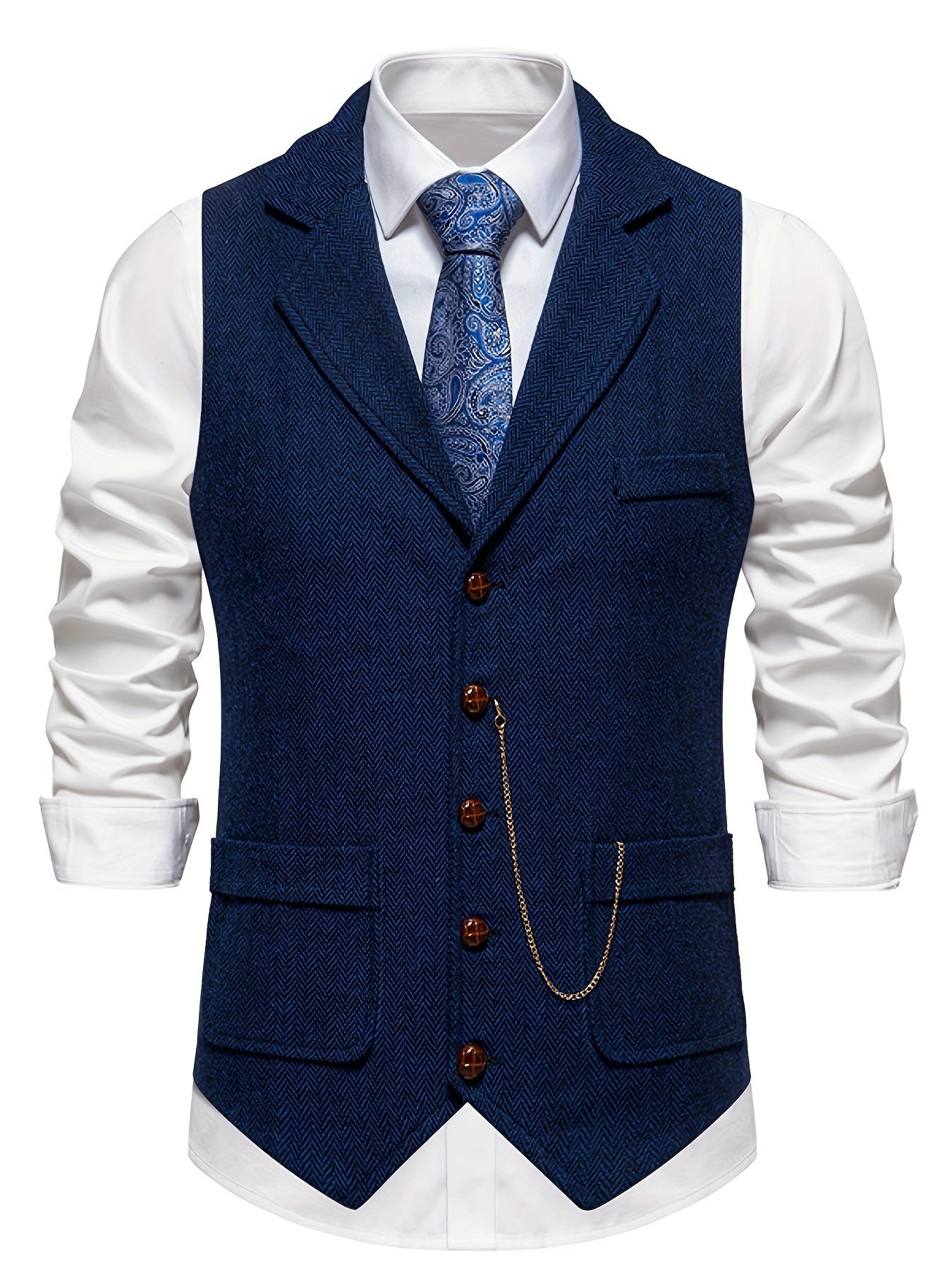 Stijlvol heren gilet met visgraatmotief – HARTLEY VEST - Glamorix
