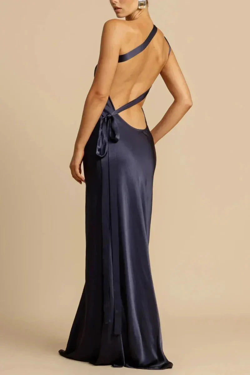 SELENA - Satijnen avondjurk met één schouder voor een glamoureuze look