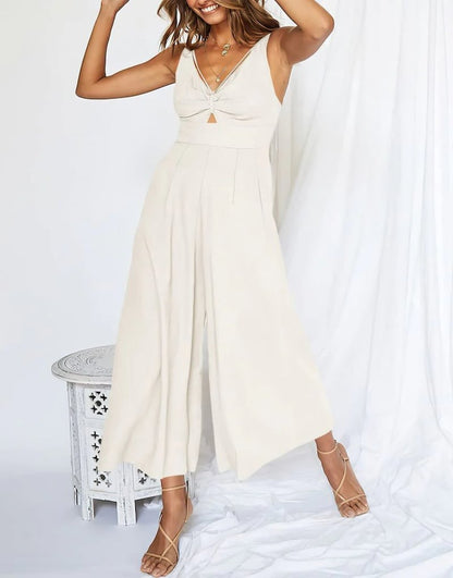 Mouwloze dames jumpsuit met wijde pijpen en elegante snit – SEREIA FLOW - Glamorix
