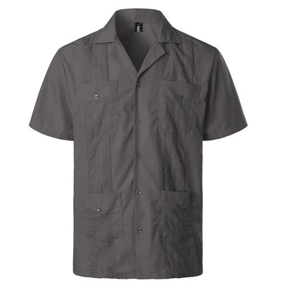 Herenoverhemd met korte mouwen en decoratieve inzetstukken – LORENZO PANELSHIRT - Glamorix