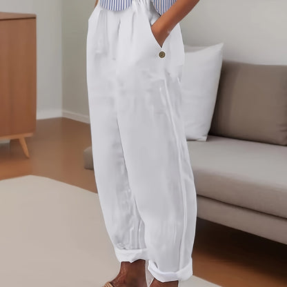 Relaxed fit damesbroek met hoge taille en omslagzoom – VARELIA TAILOR - Glamorix