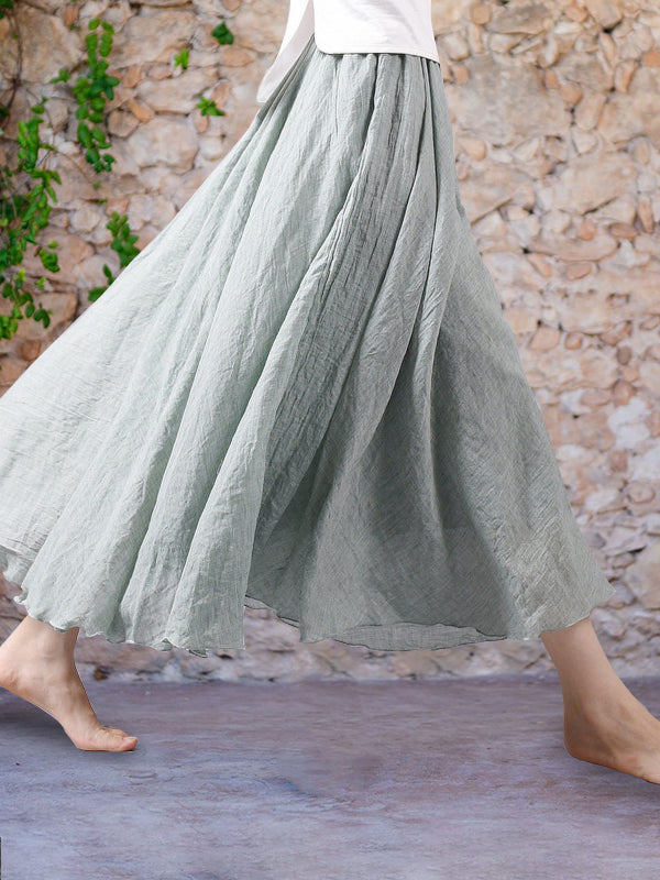 Linnen maxi-rok met hoge taille en zwierige pasvorm – AerisLoom - Glamorix