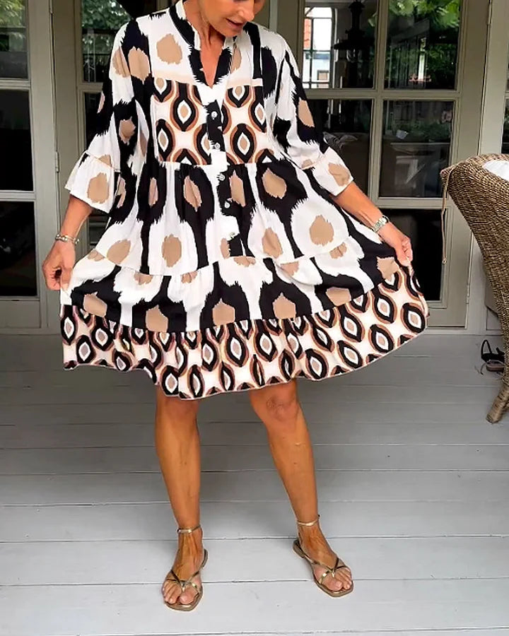 Elegante Zomerjurk met Abstracte Print voor Casual Dagen – LUNA STIJL - Glamorix