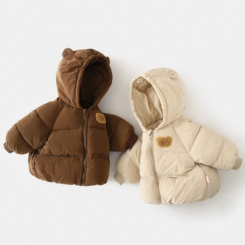 TEDDY - Peuter pufferjas met berenoren en capuchon