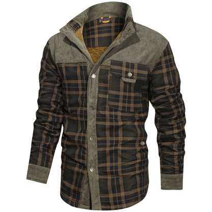 HARRIS - Herenjas met rustieke geruite knoopsluiting en corduroy accenten
